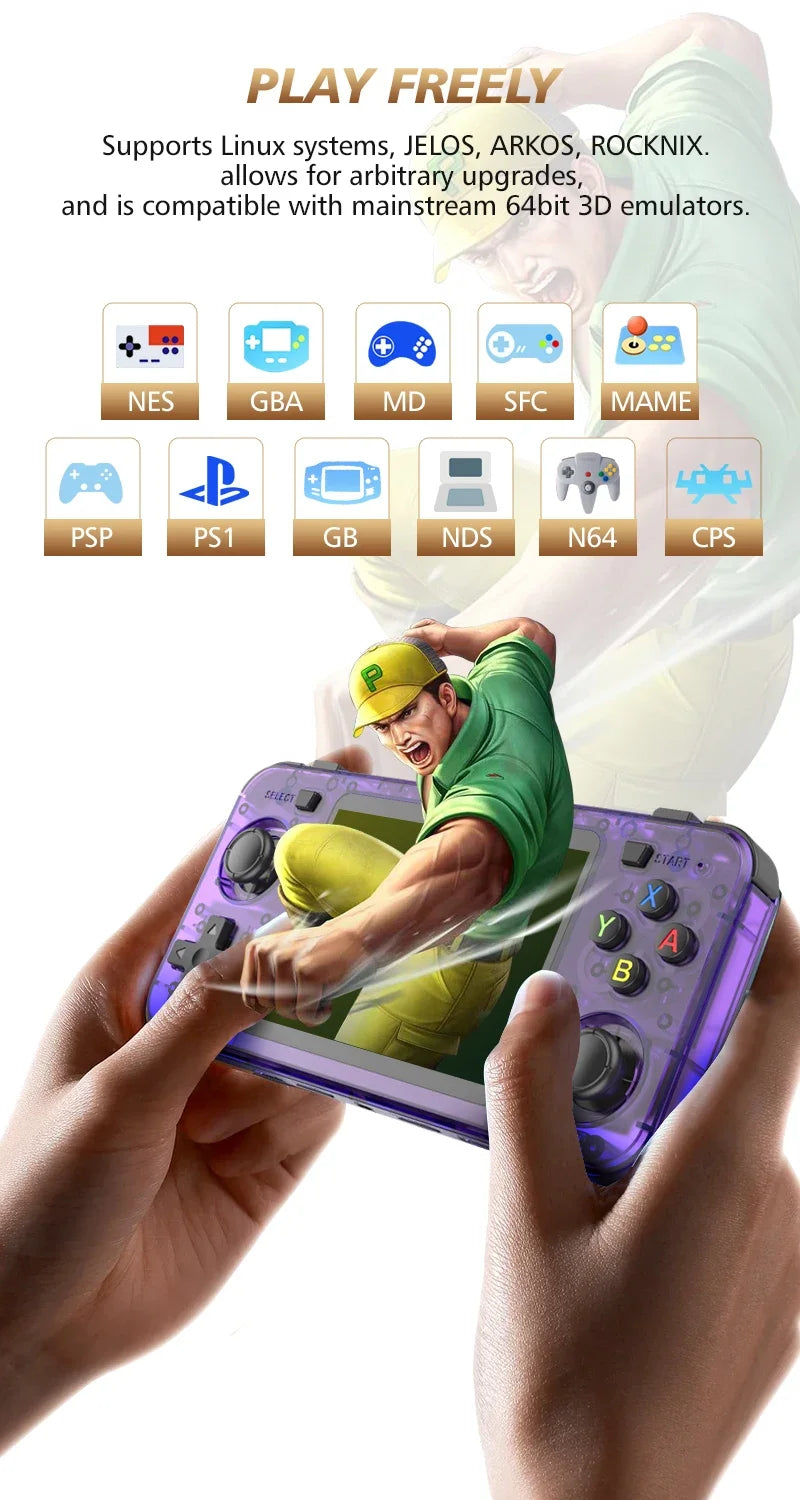 Gaming point: R36H Retro Handheld Game Console Open Source Arkos System 128G 20000+ Classic Games Console Portable Game Players