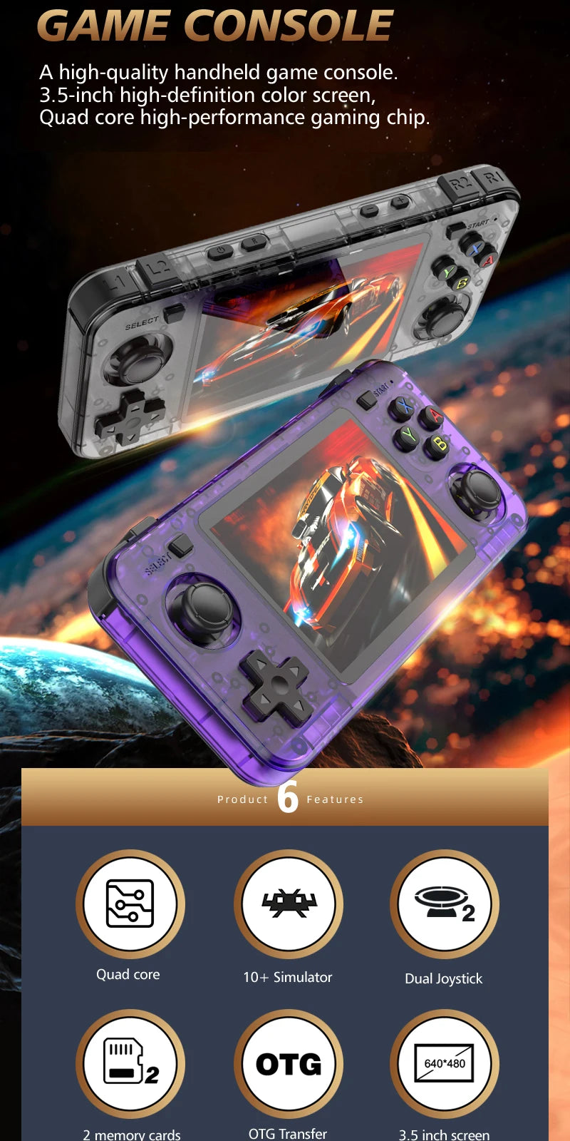 Gaming point: R36H Retro Handheld Game Console Open Source Arkos System 128G 20000+ Classic Games Console Portable Game Players