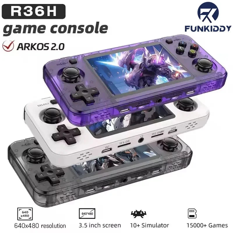 Gaming point: R36H Retro Handheld Game Console Open Source Arkos System 128G 20000+ Classic Games Console Portable Game Players